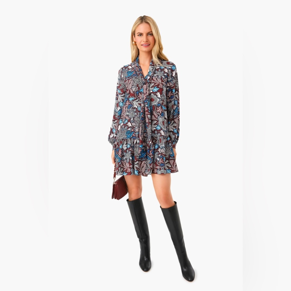 Diane Von Furstenberg Floral Patch Wine Pink Akila Dress - Picture 2 of 2